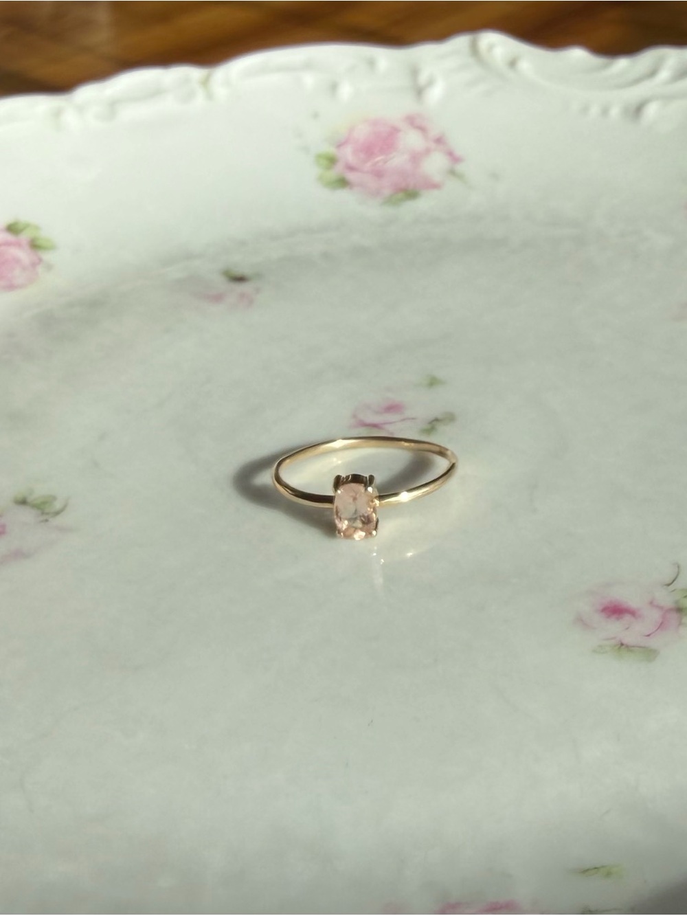 10k solid gold natural morganite ring SIZE 6 - Picture 6 of 10